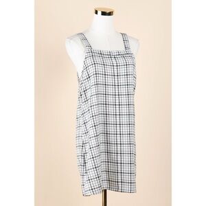 Sz S American Eagle Plaid Overall Mini Dress Grey, Black & White GUC